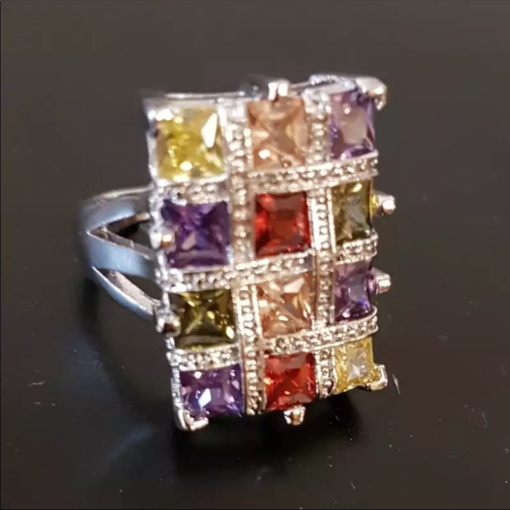 Geometric 925 Silver Statement Ring - Picture 2 of 9